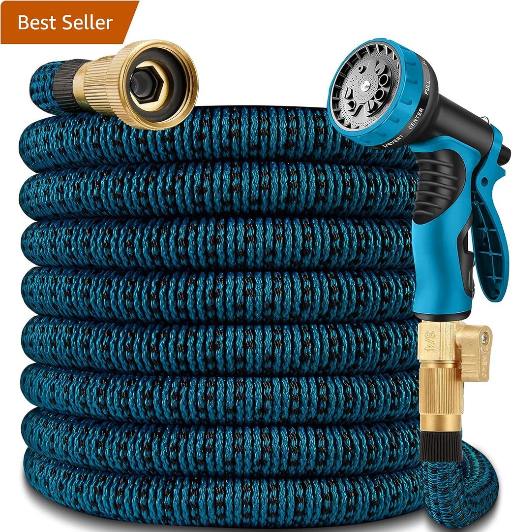 50 ft Garden Hose - Expandable Garden Hose with 10 Function Spray Nozzle - Kink-Free, Lightweight, Durable, Flexible, 2026 New Retractable Water Hoses for Yard, Lawn, Gardening(Blue Black)