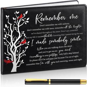 Yingzhao Memorial Funeral Guest Book with Pen 144 Pages Cardinal Funeral Guest Sign in Book for Memorial Service Celebration of Life Party Supplies in Loving Memory(Remember Me)