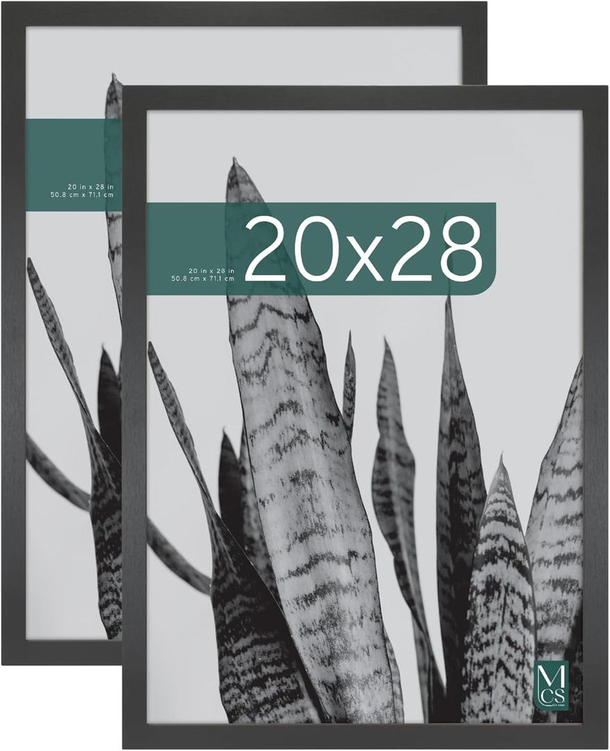 MCS Studio Gallery 20x28 Poster Frame Natural Woodgrain, Vertical & Horizontal Wall Hanging Large Picture Frame for Photos, Posters & Art Prints (2-Pack)