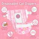 Pet Soft Disposable Cat Diapers - Diaper for Female & Male Cats, Puppy Doggie Diapers for Female Dogs with Adjustable Foam Tail Hole, X-Small (24Pcs, PK Flowers)