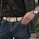 DOOPAI Braided Stretch Belt for Men, Elastic Woven Belt, casual Fabric Golf Belt, 1 3/8" for Golf Pants Jeans, Gift Box, Size 105