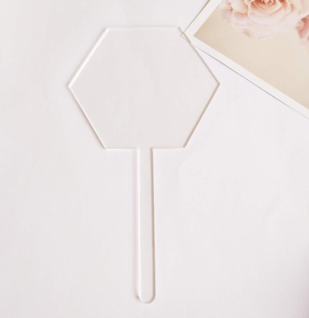 12PCS Blank Hexagon Acrylic Cake Toppers, Personalised Cake Topper, DIY Cake Topper, Cake Topper Blanks for Wedding, Birthday Festival Party Cake Decorations