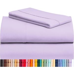 LuxClub 3 PC Sheet Sheets Deep Pockets 18" Eco Friendly Wrinkle Free-Kids-Fitted Sheets Machine Washable Hotel Bedding Silky Soft - Lavender Twin