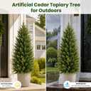 3FT Artificial Topiary Cedar Trees 2 Pack, UV-Resistant Outdoor Faux Pine Shrubs Plants, Realistic Fake Plants Front Porch Decor, Artificial Bushes Cypress for Home Front Door Offices