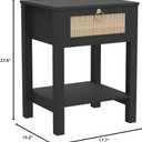 SICOTAS Rattan Nightstand Set of 2, Rattan Decor Drawer with Brass Knobs Night Stand Bedside Table Boho End Tables Side Tables with Storage Shelf for Bedroom,Small Space, 2 Pieces