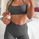 YEOREO Hidden Scrunch Workout Shorts Vision Women Seamless Gym Shorts High Waist Yoga Shorts (Gray, M)