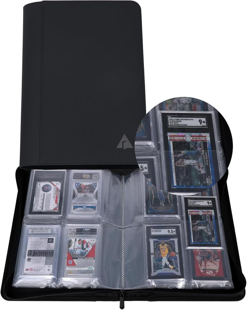 Rayvol SGC-Sized Slab Binder, 4 Pockets Top Loading Card Binder fit 40 SGC Slabs, Graded Card Holder Storage Album (Black)