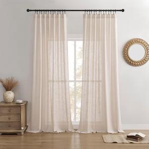 Joydeco Linen Curtains for Living Room,Light Filtreing Curtains 96 Inches Long,Living Room Drapes 2 Panel Sets,Ecru Drapes Pinch Pleated (W52 x L96 Inch, Ecru) (52"W x 96"L (Pack of 2))