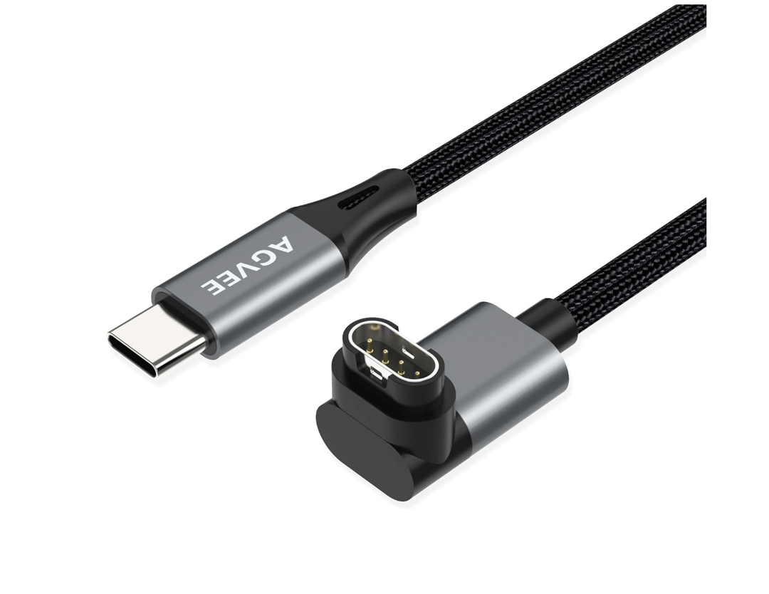 AGVEE 2 Pack 3.3ft Charger Cable for Garmin Watch, LShape Braided Charging Cord for Fenix, Forerunner, Vivoactive, Instinct, Venu, Tactix, Approach, D2, Quatix Series, Dark Gray