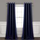 Lush Decor Insulated Grommet Blackout Window Curtain Panels, Pair, 52" W x 95" L, Navy - Classic Modern Design - Chic Window Decor - Long Curtains For Living Room, Bedroom, Or Dining Room