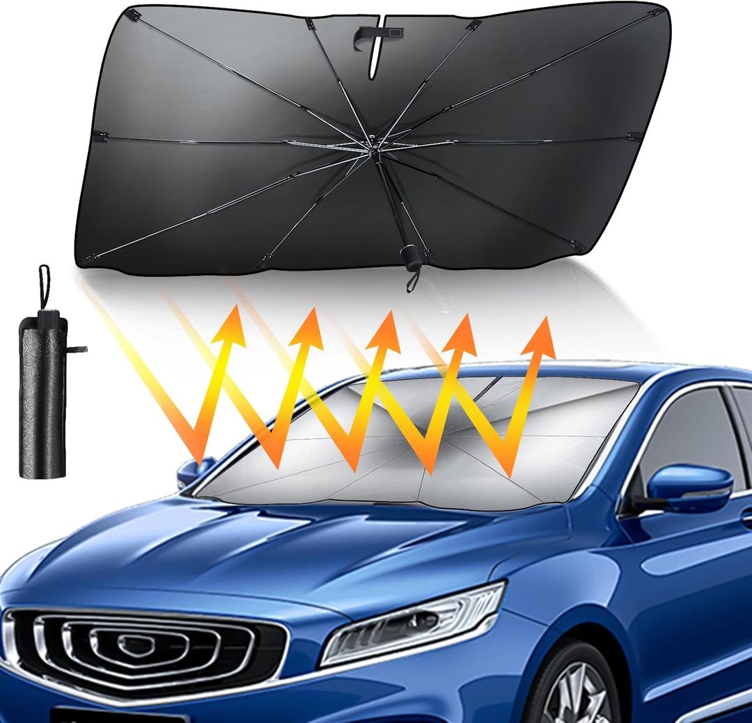 Car Windshield Sunshade Umbrella, Foldable Windshield Sun Shade for Insulation, Front Window Visor Car Shade, Windshield Cover (57 * 31 in)