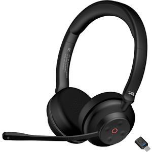 Cyber Acoustics Professional Wireless Headset with AI Noise Cancelation (HS-1500BT II) - Includes ANC and AI-Powered Noise Canceling Tech for Professional Sounding Calls, USB-C Bluetooth Dongle