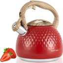 Tea Kettle,2.5 Quart Stovetop Tea Kettles Loud Whistle,Food Grade Stainless Steel Water kettles for Stove Top with Anti-hot Ergonomic Handle,Suitable for All Heat Sources (Classic Red)