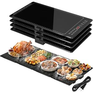 Electric Warming Tray, 33x15 4-in-1 Modular Buffet Warmer with 10 Temp Settings & Timer, Large Chafing Dish for Parties & Catering