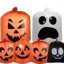 JOYIN 6 Pcs Halloween Leaf Bags, Pumpkin Leaf Lawn Bags for Yard Fall Outdoor Decorations, Plastic Resuable Jack o' Lantern Trash Bag for Halloween Decor Party Favors, Party Supplies