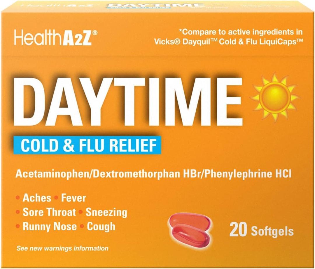 3 x HealthA2Z Daytime | Cold & Flu Medicine | Powerful Multi-Symptom Daytime(20 Softgels) (Daytime Cold & Flu Medicine (20 Count Pack of 1))