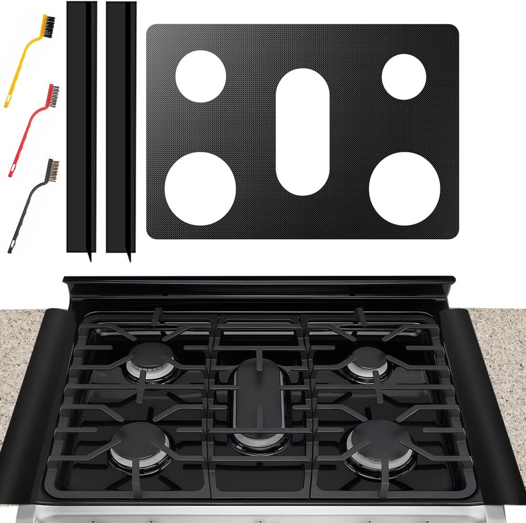 Stove Cover for LG Gas Stove Top Covers for Gas Burners for Model LGLDG4315 LRG4115 LRG4113 LDG4313 LRGL5825, LRGL5823, LSGL6335DF - Reusable Non-Stick Stove Top Cover Guard With 2PCS Stove Gap Covers
