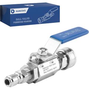 Ball Valve Pressure Washer for Hot Water, Stainless Steel, 3/8 Quick Connect Shut Off Valve for High Power Washer Gun and Hose, 5000 PSI