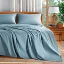 Shilucheng 100% Cotton King Size Sheets Set - 600 Thread CountLuxury Egyptian Cotton Bed Sheets5-Star Hotel Quality Sheets, Breathable & Cooling, 16 Inch Deep Pocket - 4 Piece (French Blue, King)