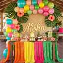 8 Pcs Hawaiian Cheesecloth Table Runner Pink Orange Green Yellow Tropical Summer Luau Decor 118" Long Neon Table Cover for Summer Flamingo Birthday Picnic Party Supplies Decorations