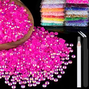 5000pcs 3mm Resin Rhinestones Bulk, Hot Pink AB Flatback Round Jelly Rhinestones Bedazzling Non Hotfix Crystal Gems Large Quantity Wholesale for DIY Crafts Clothes Tumblers Face Makeup Manicure