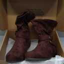 Luoika Women's Wide Width Ankle Boots - Black Brown Short Boots Block Low Heel Side Zipper Booties. Size 9.