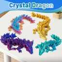 4 Pack 3D Printed Dragon Egg, Small Eggs with Dragon Inside, Articulated Crystal Dragon Fidget Toy, Desk Decor Pet, Mystery Figure Decor (Blue+Green+Candy+Gold)