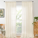 BGment Beige Linen Curtains 84 Inch Length for Living Room - Cream Semi Sheer Drapes Light Filtering with Rod Pocket for Bedroom Dining Country Lightweight, 2 Panels, Each Panel 52 Inch Wide