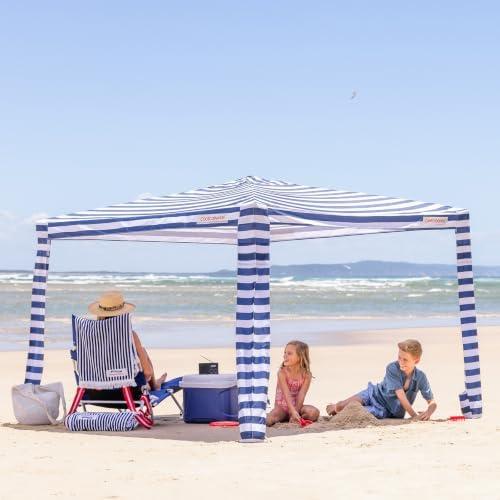 CoolCabana Beach Shade Tent - Easy Setup, UPF 50+ Protection, Large & Medium Sizes, Compact & Wind Resistant - Beach Cabana for The Whole Family - Navy Stripes, Medium