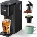 Tastyle Mini Hot and Iced Coffee Maker Single Serve, for K Cup and Ground, 6 to 14 Oz Brew Sizes, with Recipe Book, for Home, Travel, RV, Office and Dorm, Classic Black (2.0 Version)