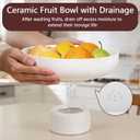 Ceramic Fruit Bowl, 10" White Fruit Bowl for Kitchen Counter with Drainage Hole, Removable Pedestal Fruit Bowl with Non-Slip Pad, Large Decorative Fruit Bowl for Fruit, Vegetable, Salad, Snack