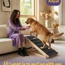 Wide Dog Ramp for Bed Couch Folding Dog Ramps for Large Dogs Up to 200 lbs, 43.3" Long Pet Ramp Adjustable Height Up to 24