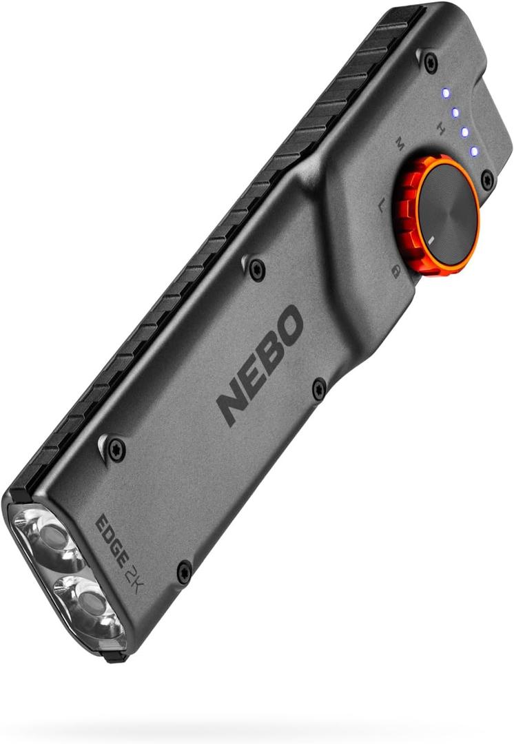 NEBO Edge 2K Pocket Light | 2000 Lumens, 5 Light Modes, Tactical LED Flashlight with Powerful Defensive Strobe, Rechargeable Design for EDC, Water & Impact Resistant, Includes USB Charging Cable