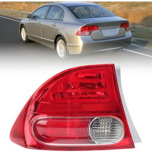 Tail Light Lens for 2006 2007 2008 Honda Civic 4-Door Sedan/Hybrid Driver Side HO2800166 33551SNAA01 (Left)