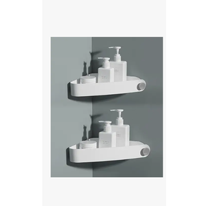 Sotfamily Plastic Shower Caddy Corner (for 90° Only), 2 Pack Adhesive Corner Shower Shelves for Bathroom Organizers and Storage, White