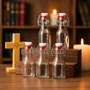 Qinyoung 12 Sets Clear Glass Bottles with Cross Catholic Bulk Glass Baptism Favors for Guests Christian Water Container with Organza Bags for Communion Gifts Church Wedding Baptism