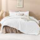 Andency White Comforter King Size, 3 Pieces Boho Bedding Set & Collections, Farmhouse Tufted Fluffy Bedding Comforter Sets for King Bed (1 Comforter 104x90In, 2 Pillowcases)