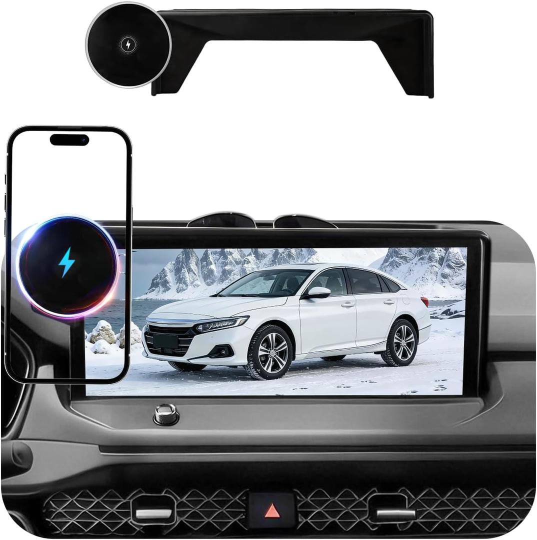 Car Phone Holder for Honda Accord (2023-2025 2026, 12.3"),MagSafe Car Mount Charger,Magnetic Phone Holder,15W Fast Wireless Charging, 360 & Hands Free,with Storage Box,Car Accessories for 11th Accord