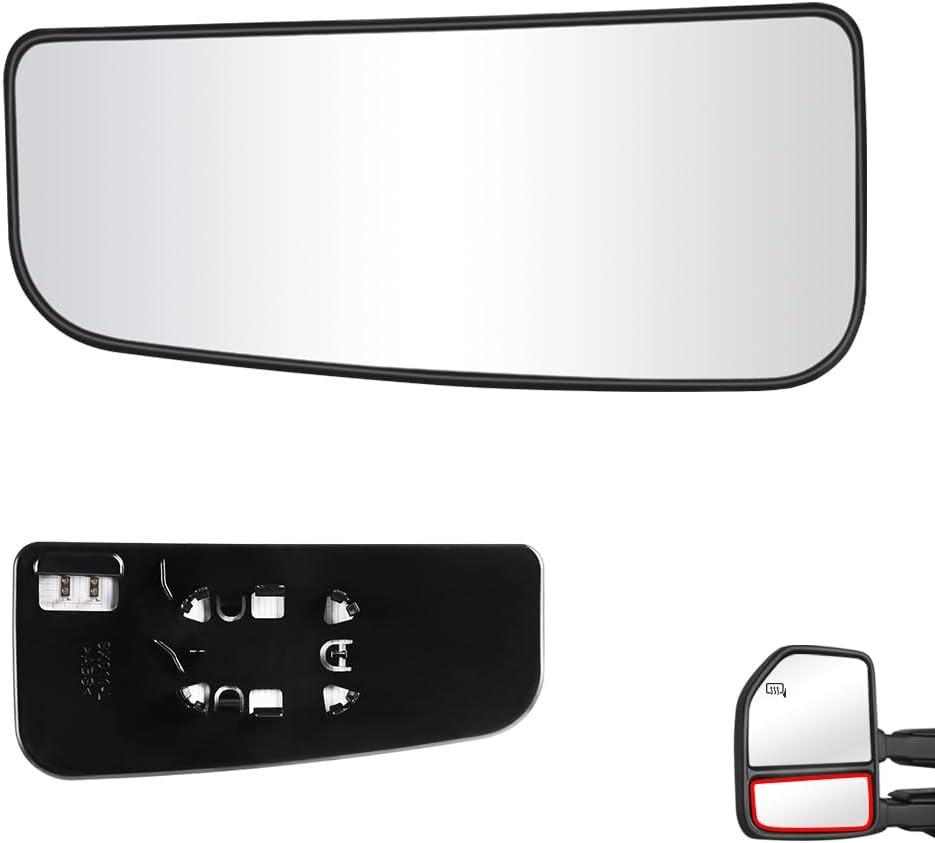 Senzeal Driver Side Heated Lower Mirror Glass Replacement for Ford F150 Truck 2015-2020 Ford F250 F350 Super Duty F450 F550 Truck 2017-2022 Towing Mirror FL3Z17K707V (Left Side)