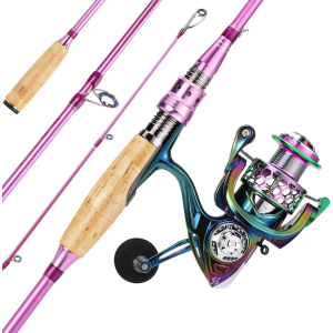 Sougayilang Spinning Rod Reel Combos,Colorful Two Pieces Spinning Pole with Smooth Strong Reel