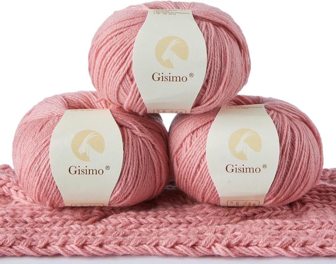 100% Inner Mongolian Cashmere Yarn Luxurious Hand Knitting Yarn Home Necessity for DIY Crafts Camellia Pink, 3 balls