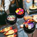Halloween Cauldron on Rack - Set of 3 Witches Serving Bowls, Candy Bowl, Black Plastic Decor for Party Decoration