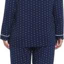 Joyaria Womens Bamboo Viscose Pajama Sets Long Sleeve Button Down Cooling Sleepwear Soft Comfortable Pj Pants Set for Women (Medium, Long-navy Polka Dot)