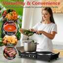 Techwood ES-3203 Hot Plate Electric Double Burner 1800W for Cooking with Adjustable Temperature & Stay Cool Handles, Black Stainless Steel, Compatible for All Cookwares