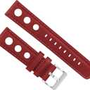 Barton Racing & Rally Horween Leather Straps with Integrated Quick Release Spring Bars - Standard Length fits Wrists 5" to 8"-18mm, 19mm, 20mm, 21mm, 22mm, 23mm & 24mm Watch Bands - Choose Strap Color & Width (Crimson Red (Rally Style))