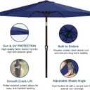 9' Solar LED Patio Umbrella with Tilt & Crank|8 Sturdy Ribs,UV Protection,Outdoor Market Table Umbrella for Deck,Lawn,Pool,Backyard(Navy), 107.98 inches x 92.4 inches