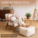 Square Corduroy Pouf Ottoman, Soft Fluffy Foot Stool with Foam Chunk Filling, Floor Pouf & Storage Ottoman for Living Room