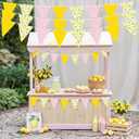 6PCS Lemon Party Decorations Pennant Banners Pink and Yellow Triangle Flags Garland Lemonade Stand Supplies Summer Birthday Baby Shower Decor
