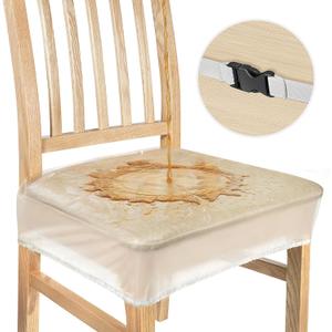 Zipcase 6 Pack Dinning Chair Seat Covers, Waterproof and Kitty Scratch Resistant Transparent Chair Seat Covers with Adjustable Belt Strap, 17D x 18W x 4H, Set of 6