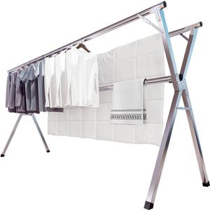 Clothes Drying Rack,Heavy Duty Stainless Steel Garment Rack,Adjustable and Foldable Laundry Drying Rack for Indoor Outdoor Drying Rack Clothing with 20 Windproof Hooks (Silver, 79")